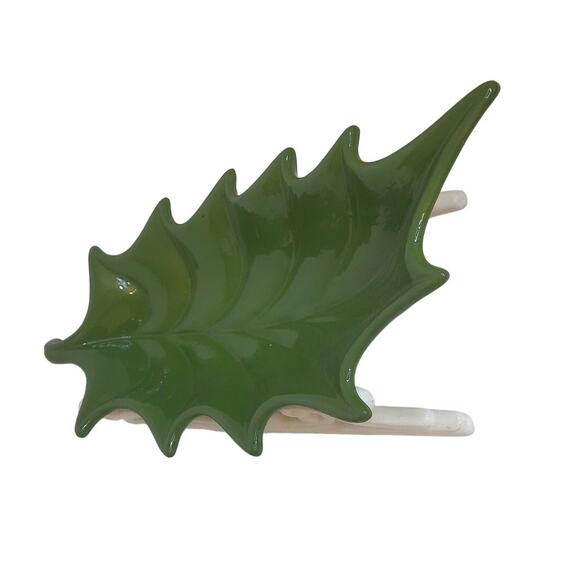 Vintage Ceramic Christmas Holly Leaf Sled Candy Dish Centerpiece - Picture 5 of 9